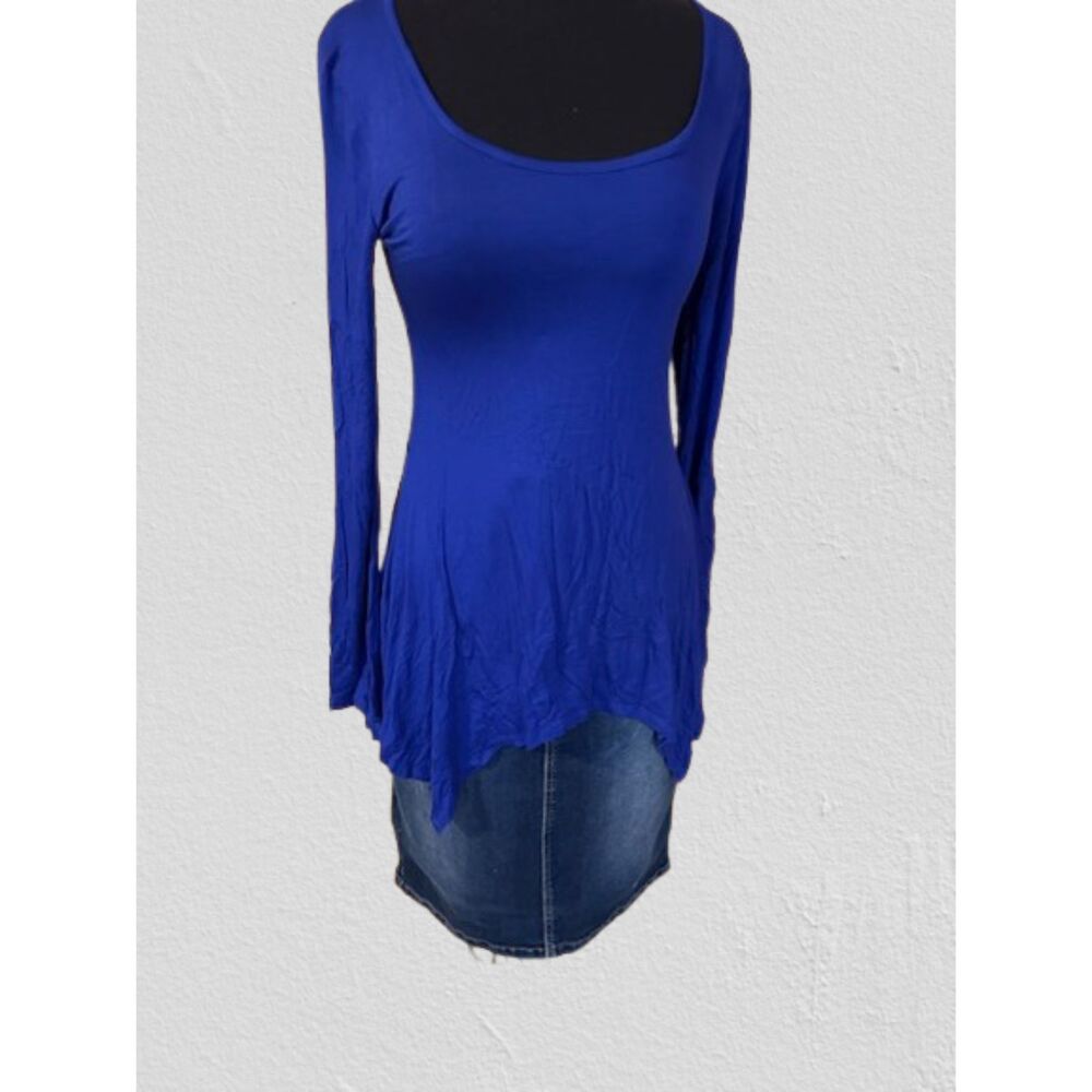 Royal Blue Long Sleeve Sharkbite Top  T1441S  Small   (I) NWT Boutique